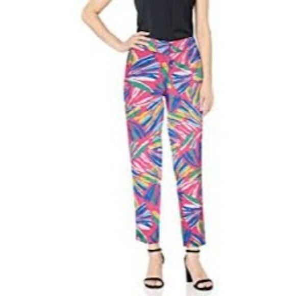 Pappagallo Womens Tropical Print Ankle Pants Size 10 Multicolor Cotton Blend - Picture 1 of 8